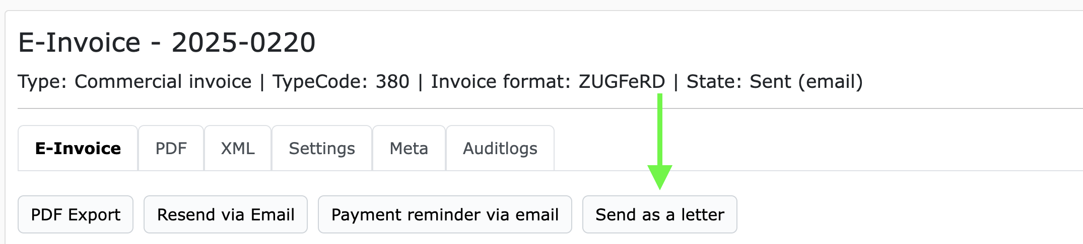 Send invoices as a real mail with only one click